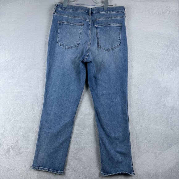 Gap Straight Jeans Vintage Slim Mid Rise Ankle Slit Womens Blue Size 32 |14R - Picture 2 of 10